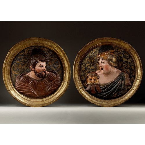 Pair of Busts representing a Roman Soldier and a Roman Senator (probably Saint Marinus and Saint Asterius)